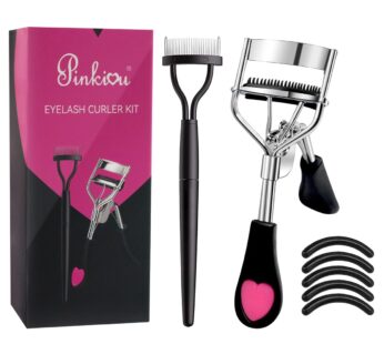 Pinkiou Eyelash Curlers with Comb and Eeylash Separator Set Professional Lash Curler with Built-in Comb Ergonomic Heart-Shaped Handle and Eyelash Comb Tool for Daily Makeup