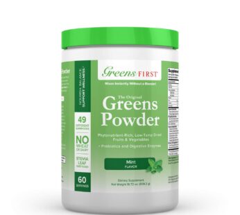 Greens First – Mint – 60 Servings – Greens Powder Superfood, 49 Organic Fruit & Vegetable Superfoods, Antioxidant Juice Smoothie Mix Supplement, Dairy Free, Vegan & Non-GMO – 19.72 oz