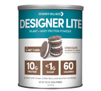 Designer Wellness, Designer Lite, Low Calorie Natural Protein, Prebiotic Fiber, Key Vitamins & Minerals,Chocolate Cookies & Cream, 9.03 Ounces