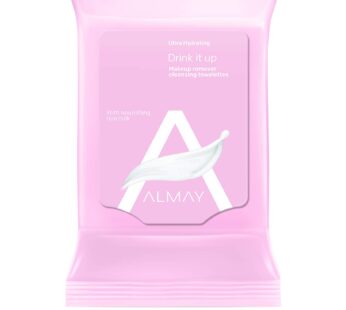 Almay Ultra Hydrating Makeup Remover Cleansing Towelettes, Hypoallergenic, Cruelty Free, Oil Free, Fragrance Free, Ophthalmologist & Dermatologist Tested, 25 Wipes