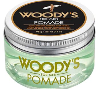 Woody’s Pomade for Men, Hair Styling Cream, Adds Texture and Healthy Shine Finish, Medium Hold, Water-Soluble and Easy to Apply, Non-Sticky, Safe for all Hair Types, 3.4 oz. 1-Pack