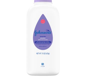 Johnson’s Lavender Baby Powder with Naturally Derived Cornstarch, Gently Soothes Delicate Skin, Hypoallergenic, and Free of Parabens, Phthalates, and Dyes, Lavender Scent, 15 oz