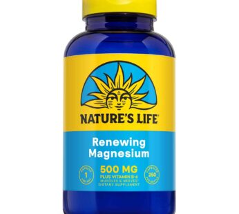 Nature?s Life Renewing Magnesium 500 mg – Magnesium Citrate, Magnesium Malate, Magnesium Oxide Plus Vitamin B-6 – Muscles and Nerves Support – Lab Verified (250 Servings, 250 VegCaps)