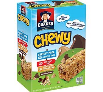 Quaker Chewy Granola Bars Variety Pack, 60 ct. Net Wt 50.7oz, 50.7 Oz