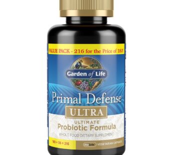 Garden of Life Whole Food Probiotic Supplement – Primal Defense Ultra Ultimate for Digestive and Gut Health, 216 Vegetarian Capsules