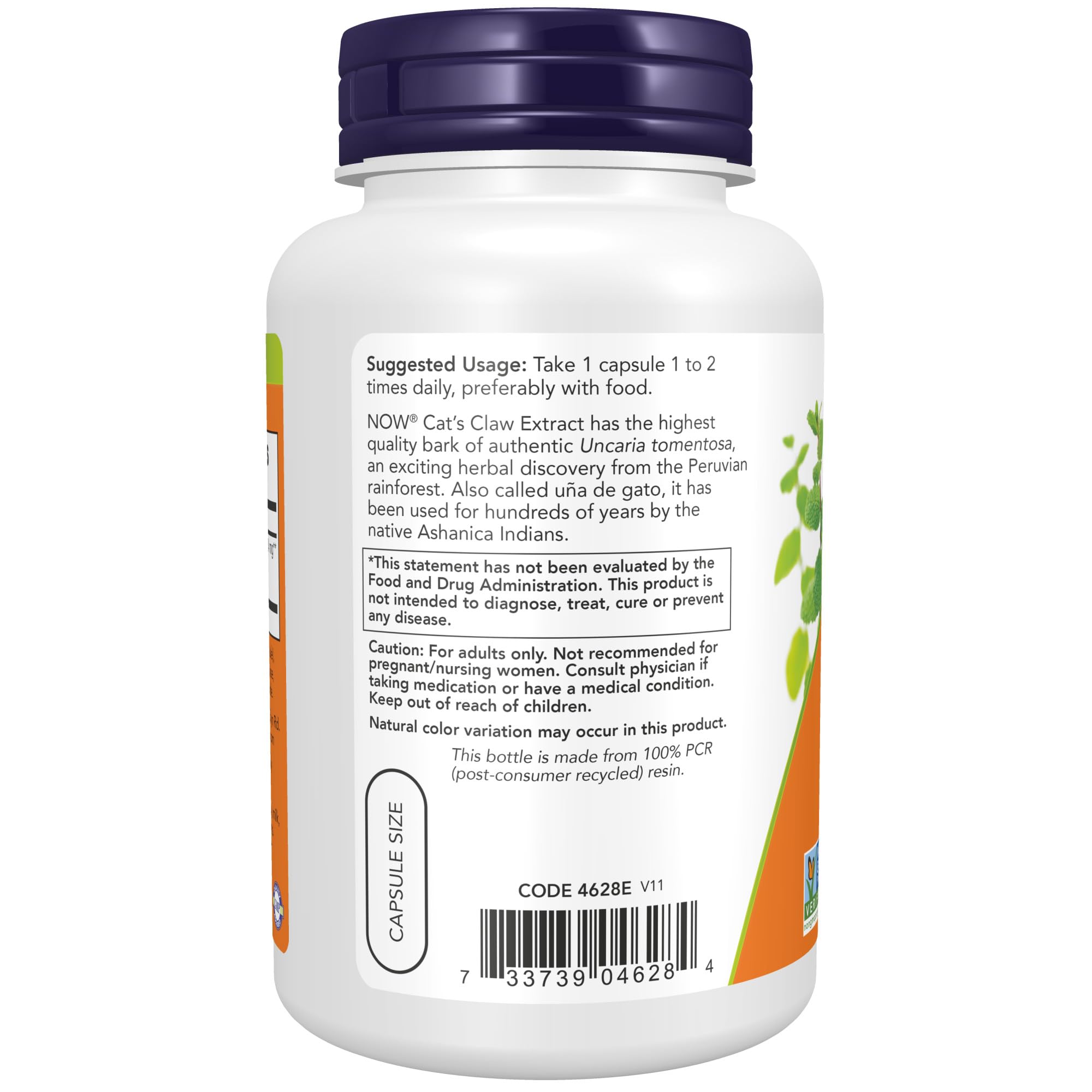 NOW Supplements, Cat's Claw Extract, 10:1 Concentrate, (1.5% Standardized Extract), 120 Veg Capsules - Image 3