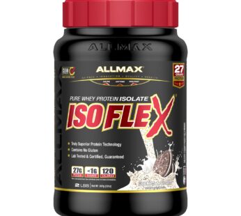 ALLMAX ISOFLEX Whey Protein Isolate, Cookies & Cream – 2 lb – 27 Grams of Protein Per Scoop – Zero Fat & Sugar – 99% Lactose Free – Gluten Free & Soy Free – Approx. 30 Servings