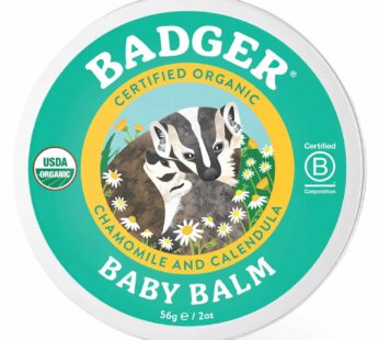 Badger Baby Balm w Chamomile Calendula, All Organic Baby Moisturizer for Cradle Cap Diaper Rash, Soothing Nourishing Gentle Baby Skin Care, Concentrated Baby Lotion for Newborn to Toddler, 2 oz