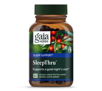 Gaia Herbs SleepThru – Natural Sleep Support Supplement with Organic Ashwagandha Root, Organic Magnolia Bark, Passionflower, and Jujube Date – 60 Vegan Liquid Phyto-Capsules (30-Day Supply)