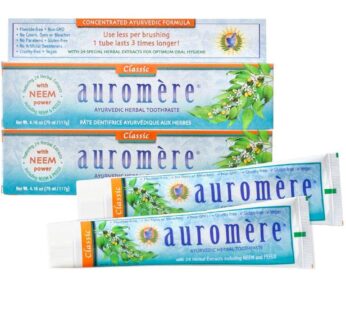 Auromere Ayurvedic Herbal Toothpaste, Classic Licorice Flavour – Vegan, Natural, Non GMO, Fluoride Free, Gluten Free, with Neem & Peelu (4.16 oz), 2 Pack