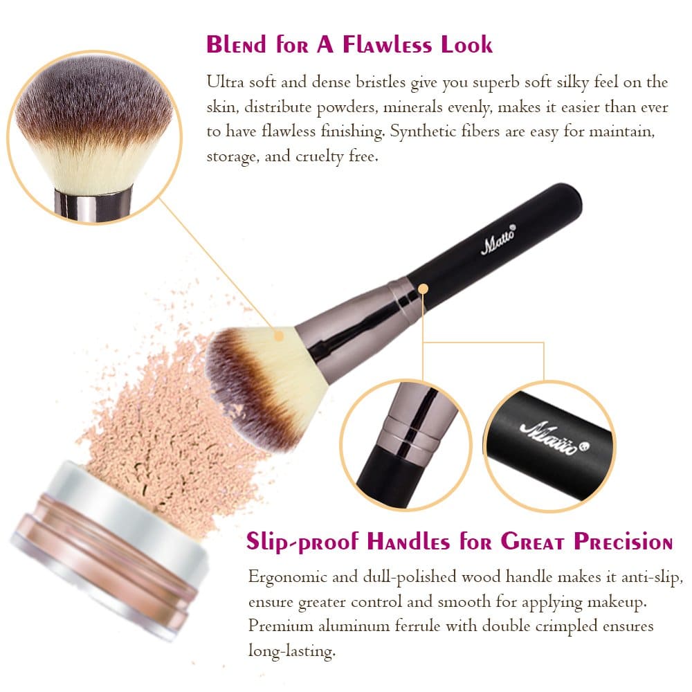 Matto Powder Mineral Brush - Makeup Brush for Large Coverage Mineral Powder Foundation Blending Buffing 1 Piece - Image 2