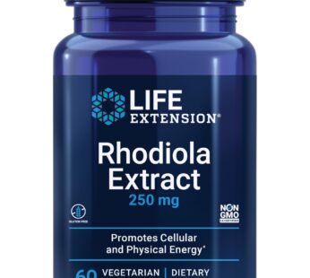 Life Extension Rhodiola Extract, Rhodiola rosea Supplement, standardized Extract, Promotes Physical and Mental Performance, Gluten-Free, Non-GMO, Vegetarian, 250 mg, 60 Capsules
