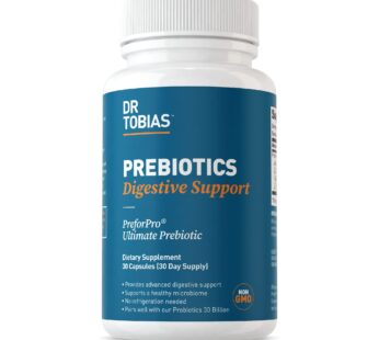 Dr. Tobias Prebiotics, Supports Digestion & Gut Health, Feed Good Probiotic Bacteria, Boost Gut Immune Function, Vegan & Non-GMO Gut Health Supplements for Men and Women, 30 Capsules, 30 Servings