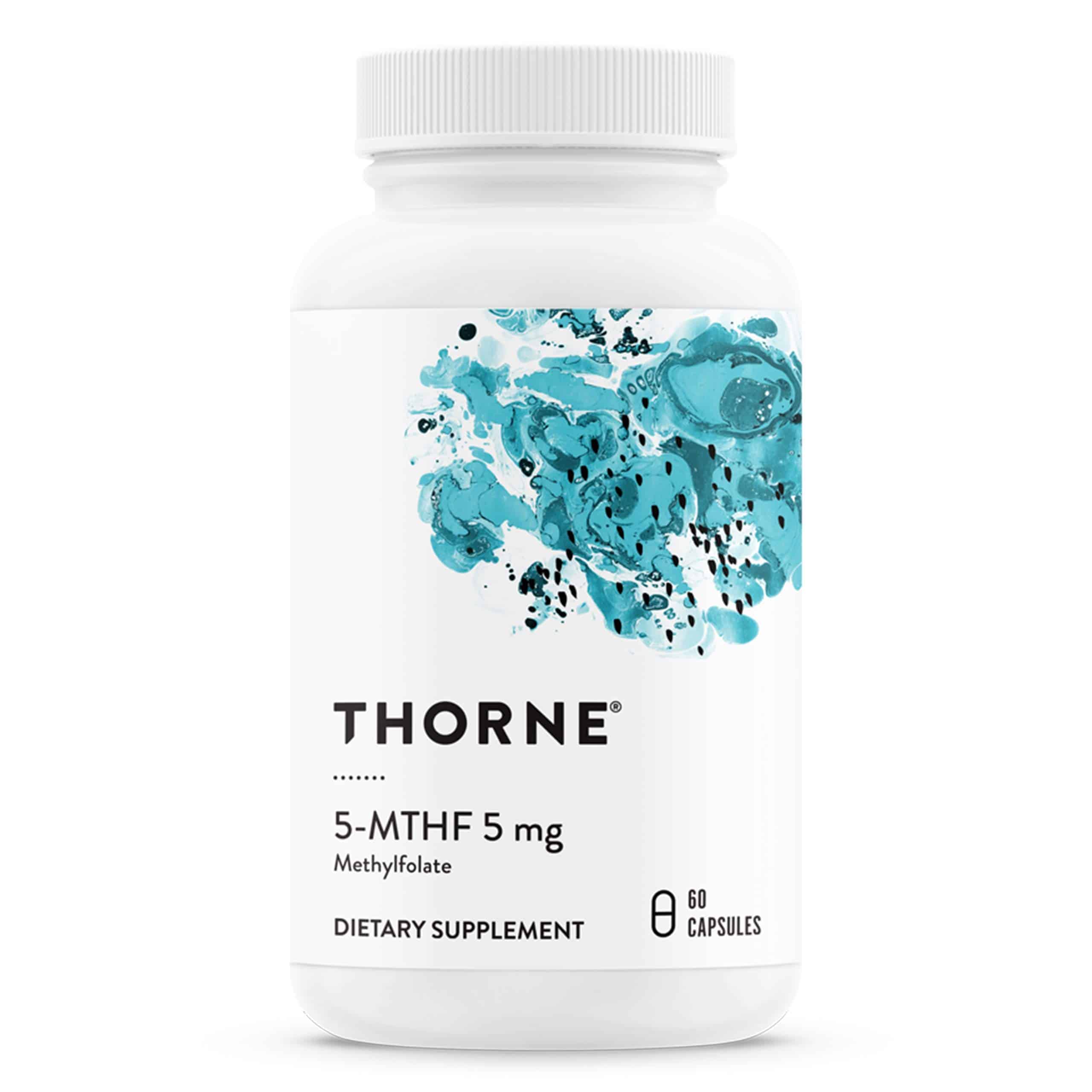 THORNE 5-MTHF - Methylfolate (Active B9 Folate) Supplement - Supports Cardiovascular Health, Fetal Development, Nerve Health, Methylation, and Homocysteine Levels - 60 Capsules - 5-MTHF 5mg
