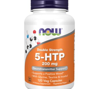 NOW Supplements, 5-HTP (5-hydroxytryptophan) 200 mg, Double Strength, Neurotransmitter Support*, 120 Veg Capsules