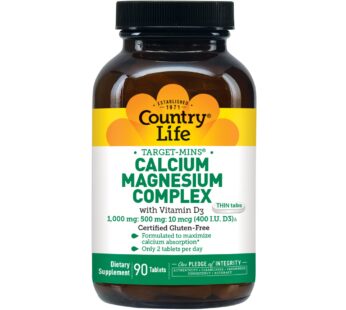 Country Life – Target-Mins Calcium Magnesium Complex with Vitamin D3-90 Tablets