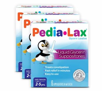Pedia-Lax Laxative Liquid Glycerin Suppositories for Kids, Ages 2-5, 6 CT, 3 Pack