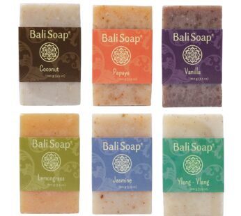 Bali Soap – Green Collection – Natural Soap Bar Gift Set, Face Soap or Body Soap, 6 pc Variety Soap Pack (Coconut, Papaya, Vanilla, Lemongrass, Jasmine, Ylang-Ylang) 3.5 Oz each