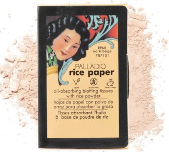 Palladio Rice Paper Facial Tissues for Oily Skin, Face Blotting Sheets Made from Natural Rice, Oil Absorbing Paper with Rice Powder, 2 Sided, Instant Results, Warm Beige, 40 Count, Pack of 1