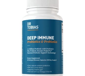Dr. Tobias Deep Immune Probiotics & Prebiotics, 4.4 Billion CFU Probiotics for Women & Men, Supports Digestive Health, Gut Immune Function, Nutrient Absorption, 60 Capsules, 30 Servings