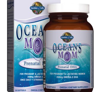 Garden of Life Oceans Mom Prenatal Fish Oil DHA, Omega 3 Fish Oil Supplement – Strawberry, 350mg Prenatal DHA Pregnancy Fish Oil Support for Mamas, Babys Brain & Eye Development, 30 Small Softgels