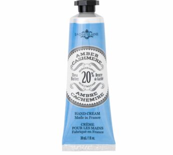 La Chatelaine 20% Shea Butter Hand Cream, Travel Size, Organic Argan Oil, Moisturizing, Nourishing, Repairing, Extra Rich, Non-Greasy, Made in France, Paraben Free, 1 oz/ 30ml – Amber Cashmere