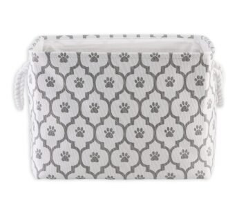 Bone Dry Pet Storage Collection Lattice Paw Print, Medium Rectangle, White/Gray