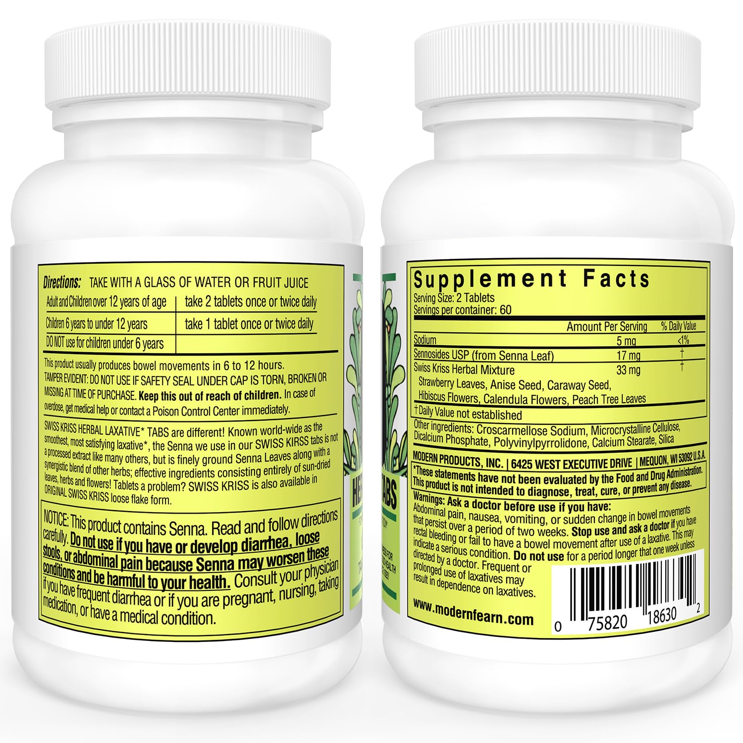 Swiss Kriss Herbal Laxative Tablets, Natural Laxatives for Constipation Relief, Senna Laxative, 250 tablets, (Pack of 2) - Image 2
