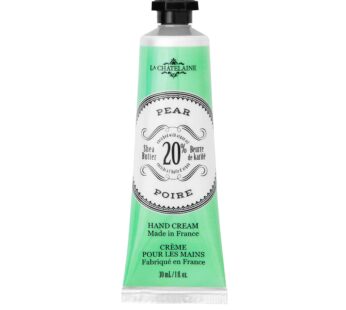 La Chatelaine 20% Shea Butter Hand Cream, Travel Size 1 fl oz with Organic Argan Oil, Moisturizing, Nourishing, Repairing, Non-Greasy Formula, Made in France, Paraben Free – Pear
