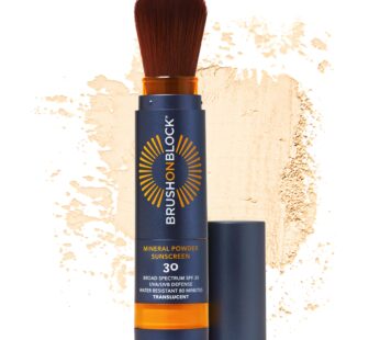 Brush On Block SPF 30 Mineral Powder Sunscreen, Translucent, Refillable, Broad Spectrum, Water Resistant Face Protection, For All Skin Tones & Types, Reef Friendly, Mfg in USA