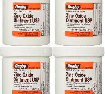 Zinc Oxide 20% Skin Protectant Ointment for Diaper Rash, Chaffed Skin 1 Lb. Jar Pack of 4 Jars Total 4 Lb’s (4)