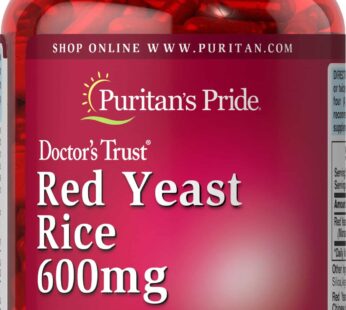 Puritan’s Pride Red Yeast Rice 600 Mg, 240 Count, Red yeast rice powder, gelatin. Contains 