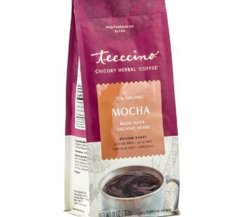 Teeccino Mocha Chicory Coffee Alternative – Ground Herbal Coffee That?s Prebiotic, Caffeine-Free & Acid Free, Medium Roast, 11 Ounce