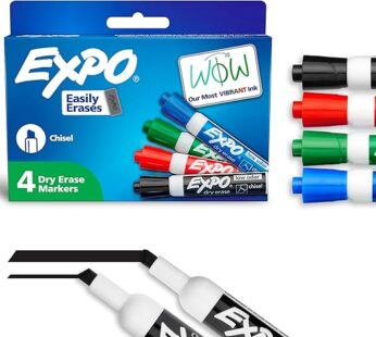 EXPO Low Odor Dry Erase Markers Chisel Tip Assorted Colors 4 Count