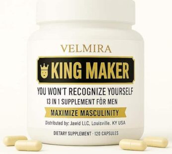 Velmira.King Maker 13-in-1.Sugar-Free Supplement-for Men .Energy Support .Muscle Recovery.Health Support -Zinc-Tongkat Ali -Maca-Magnesium-Vitamin D3. Supplement.120 Capsules-2 Month Supply-Pack of 1