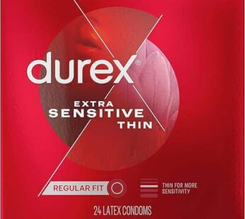 Durex Extra Sensitive Condoms, Ultra Thin, Lubricated Natural Rubber Latex Condoms for Men, FSA & HSA Eligible, 24 Count