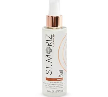 St. Moriz Advanced Self Tanner Face Mist, Sunless Tanning Spray (Medium, 5.07 Fl Oz) – Quick Tan Clear Bronzing Spray with Aloe Vera & Vitamin E – Gradual Self Tan for Face – Fake Tan Spray