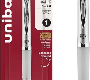 Uni-Ball 40108 207 Premier Retractable Gel Rollerball Pen, Medium Point, Black Ink, 1 Count