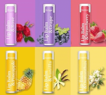 RBUGR Natural Lip Balm Pack of 6 | Organic Moisturising Lip Balms for Dry & Cracked Lips | Long-Lasting Hydration, Soft & Smooth Lips (4.2g Each)