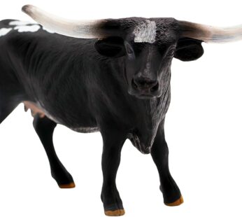 Gemini&Genius Farm Animal Toys, Longhorn Cow Action Figure, Hand Painted, 6 Inches Length, Realistic and Durable Farm Toys for Children Boys and Girls Gift