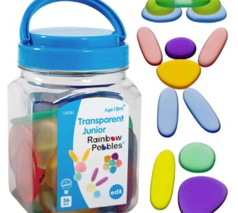 Rainbow Pebbles – Junior – Transparent – Mini Jar – Ages 18m+ – The Original Sorting and Stacking Stones – First Counting and Sorting Toy