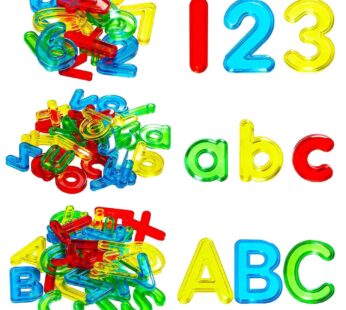 Bbiamsleep 67 Pcs Plastic Practice Set Transparent Letters and Numbers – Uppercase & Lowercase Letters, Numbers & Symbols – Colorful, Educational Set for Kids Ages 3+