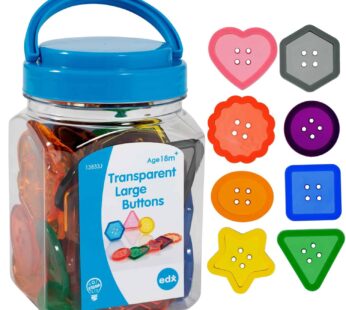 edxeducation Transparent Large Buttons | Mini Jar | Light Table Accessories | For Ages 18m+ | Sensory and Fine Motor Skill Development