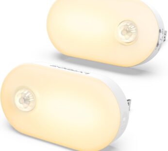 Lyridz Plug in Night Light with Motion Sensor, 120LM Superior Bright Smart Mini LED Nightlight, Warm White with Stepless Adjustable Brightness for Bathroom, Bedroom, Kitchen, Stairs, Hallway, 2 Pack