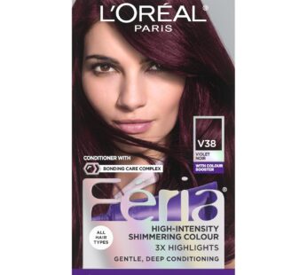 L’Oreal Paris Feria Multi-Faceted Shimmering Permanent Hair Color, V38 Violet Noir (Intense Deep Violet), Pack of 1 Hair Dye Kit