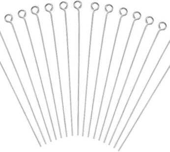 DanLingJewelry Approx 100 Pcs 304 Stainless Steel Head Pins 24-Gauge Eye pins for Jewelry Making (Approx 50mm Long,Pin:0.6mm,Hole:2mm)