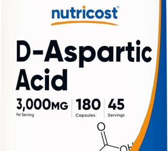 Nutricost D-Aspartic Acid (DAA) Capsules 3000mg Per Serving (180 Capsules) – Non-GMO