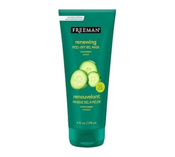 Freeman Renewing Peel-Off Gel Mask, Cucumber Peel-Off Face Mask, Aloe Calms Irritation & Hydrates, Facial Mask For All Skin Types, Cruelty-Free, No Harsh Chemicals, 6 fl. oz./175 ml Tube, 1 Count