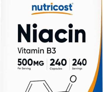 Nutricost Niacin (Vitamin B3) 500mg, 240 Capsules – with Flushing, Non-GMO, Gluten Free