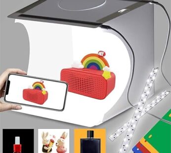 DUCLUS Mini Photo Studio Light Box,Portable Folding Photography Light Tent kit with 40pcs LED Light + 6 Kinds Color Backgrounds for Small Size Products